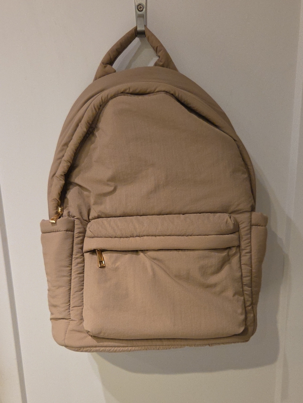 Beige Puffer Backpack